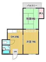 古川ビレッジ 2DKの間取図画像
