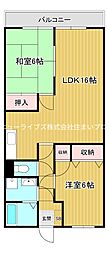 ブランドール市原A棟 2LDKの間取図画像