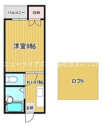 ニューシビックハイムA棟 1Kの間取図画像