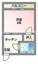 ハイツ大倉 1Kの間取図画像