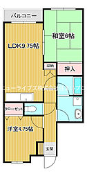コルナス・アベニュー 2LDKの間取図画像