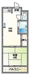WESTヒルズ御堂 1LDKの間取図画像
