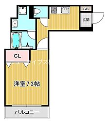 寝屋川市大利元町アパート 1Kの間取図画像