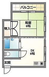 ジュネス・シャトー 1DKの間取図画像