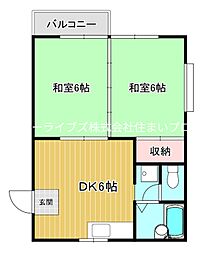 レジデンス澤井 2DKの間取図画像