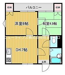 レナトゥス寝屋川 2DKの間取図画像