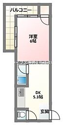 ピュアスモトA棟 1DKの間取図画像
