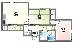 カルチェ・ダムールDブロック 2LDKの間取図画像