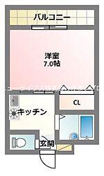 ウィスコM大和田 1Kの間取図画像