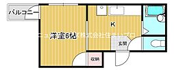 センチュリー寝屋川 1Kの間取図画像