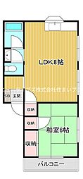 コーポ御堂 1LDKの間取図画像