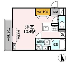 バス バス鹿谷町下車 徒歩11分の賃貸アパート 1階ワンルームの間取り