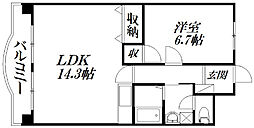 クレールトヨダ 1LDKの間取図画像