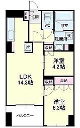 ARTFORME元城 2LDKの間取図画像