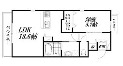 ベレッツァ上浅田 1LDKの間取図画像