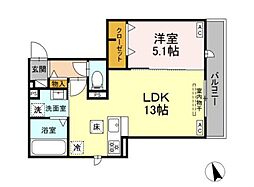 SUN HILLS三組 1LDKの間取図画像