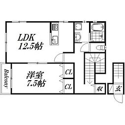 コーポセレステ 1LDKの間取図画像