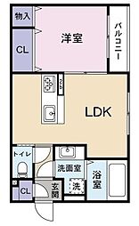 クレストヒル 1LDKの間取図画像