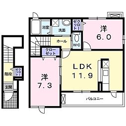 グランメゾン広沢1 2LDKの間取図画像