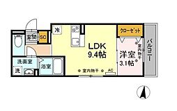 アムール元魚 1LDKの間取図画像
