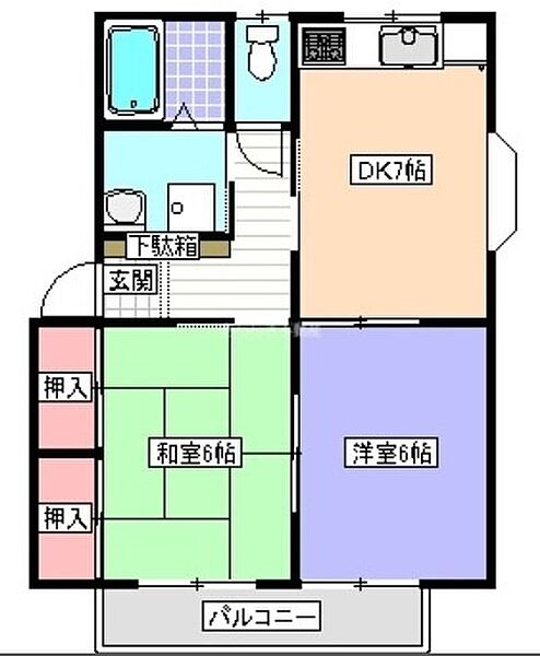 静岡県浜松市中央区四本松町(賃貸アパート2DK・2階・45.06㎡)の写真 その2