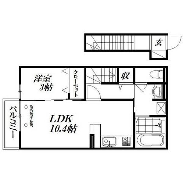 静岡県浜松市中央区上西町(賃貸アパート1LDK・2階・42.13㎡)の写真 その2