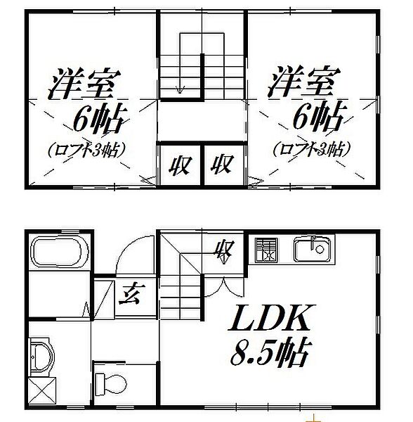 静岡県浜松市中央区積志町(賃貸テラスハウス2LDK・2階・52.98㎡)の写真 その2