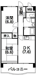 クレールトヨダ 2DKの間取図画像