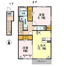 Confiance・ferB 2LDKの間取図画像