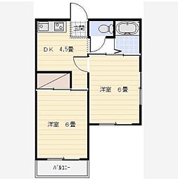 パルコートハイツ 2DKの間取図画像