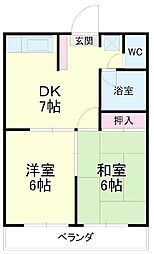 コーポ上浅田 2DKの間取図画像