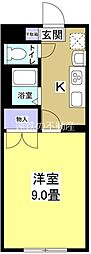 リゾーム高見 1Kの間取図画像