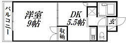 プレジデントヴィラC 1DKの間取図画像