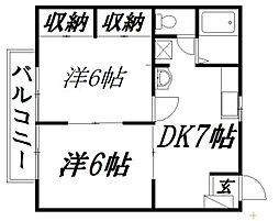 ファミール三和 2DKの間取図画像