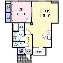レイクパレット 1LDKの間取図画像
