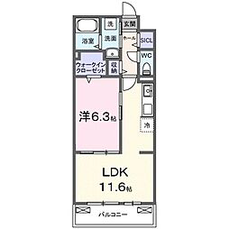 近江八幡市本町4丁目アパート 1LDKの間取図画像