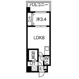 Mv.imp大阪放出 7階1LDKの間取り