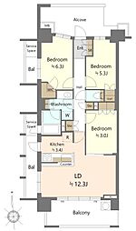 ザ・パークハウス追浜パークフォート棟 3LDKの間取図画像