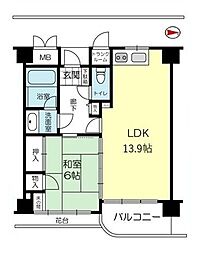 ロイヤルヴァンベール赤穂御崎 1LDKの間取図画像