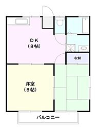 ペニーレイン下妻A 2DKの間取図画像
