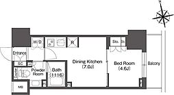 東京メトロ銀座線 稲荷町駅 徒歩3分の賃貸マンション 9階1DKの間取り