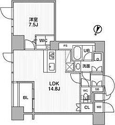 都営新宿線 岩本町駅 徒歩5分の賃貸マンション 10階1LDKの間取り