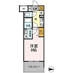 東京メトロ東西線 早稲田駅 徒歩5分の賃貸マンション 2階1Kの間取り