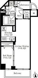 TRADIS文京江戸川橋 1LDKの間取図画像