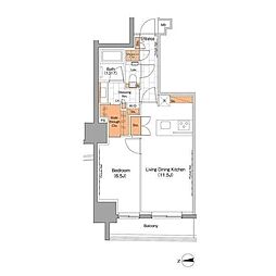 ザ・パークハビオ上野 1LDKの間取図画像