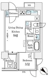 コスモグラシア大塚 1LDKの間取図画像