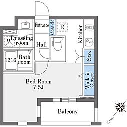 ラドゥセール巣鴨East ワンルームの間取図画像