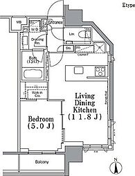 PARKHABIO飯田橋 1LDKの間取図画像