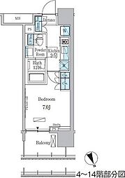 ParkAxis浅草・田原町 1Kの間取図画像