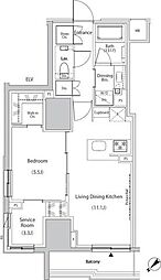 ザ・パークハビオ市ヶ谷ウエスト 1SLDKの間取図画像